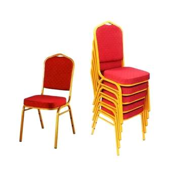 Caractéristiques principales Chaise vintage empilable Couleur rouge Cadre en métal Assise en tissu